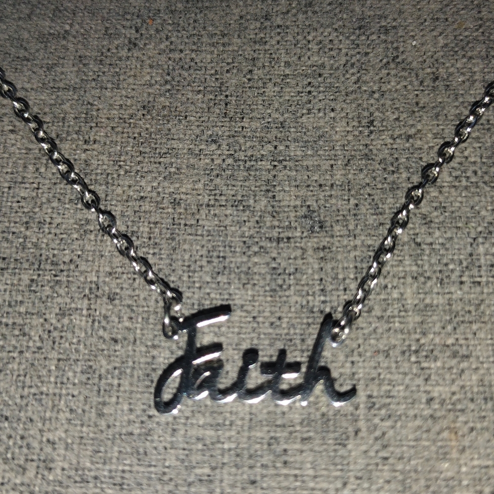 Silver Toned Faith Necklace 9 inch